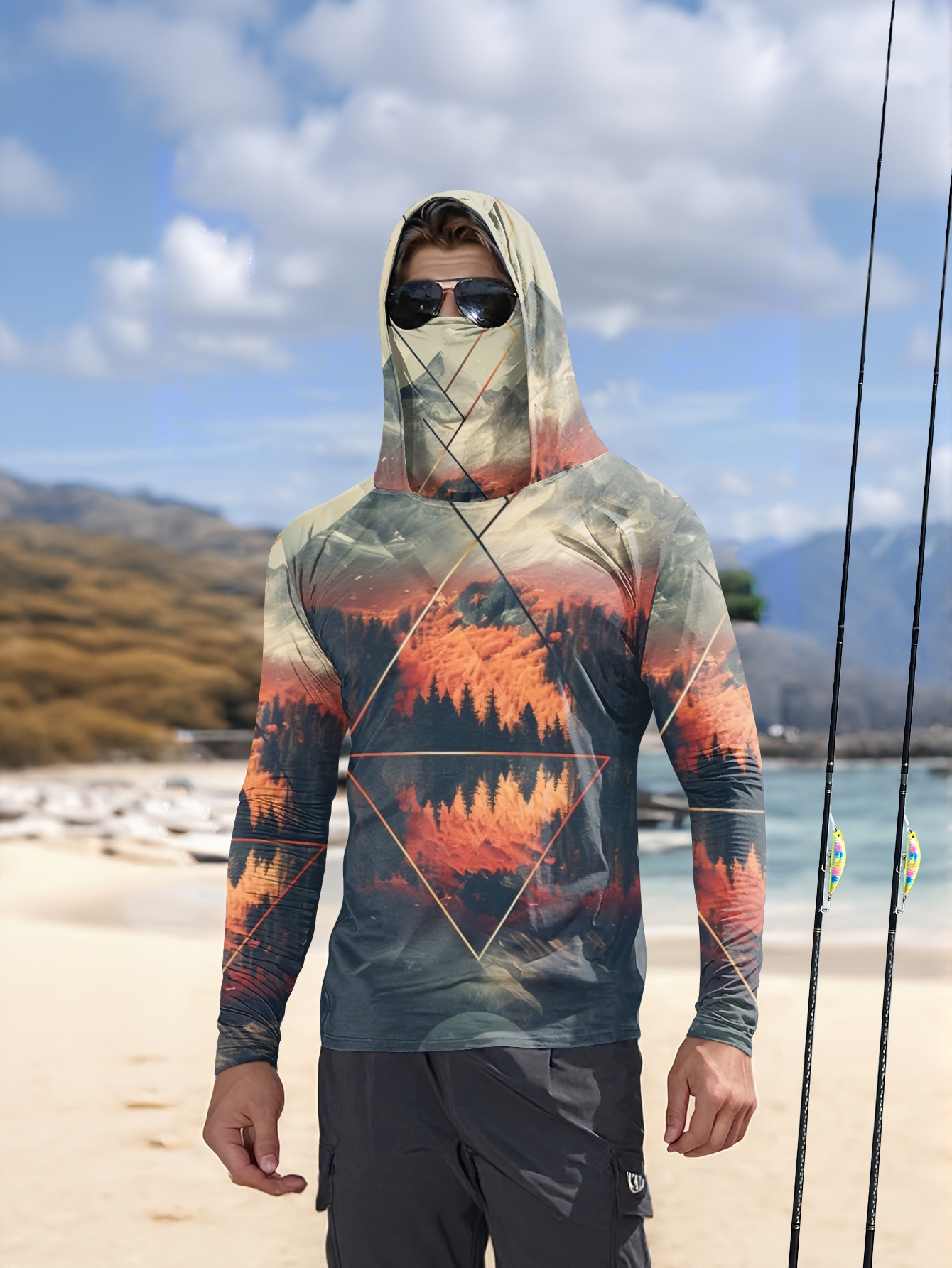 3D Printing Kpop - Outdoor heren vissershirt met capuchon, ingebouwd