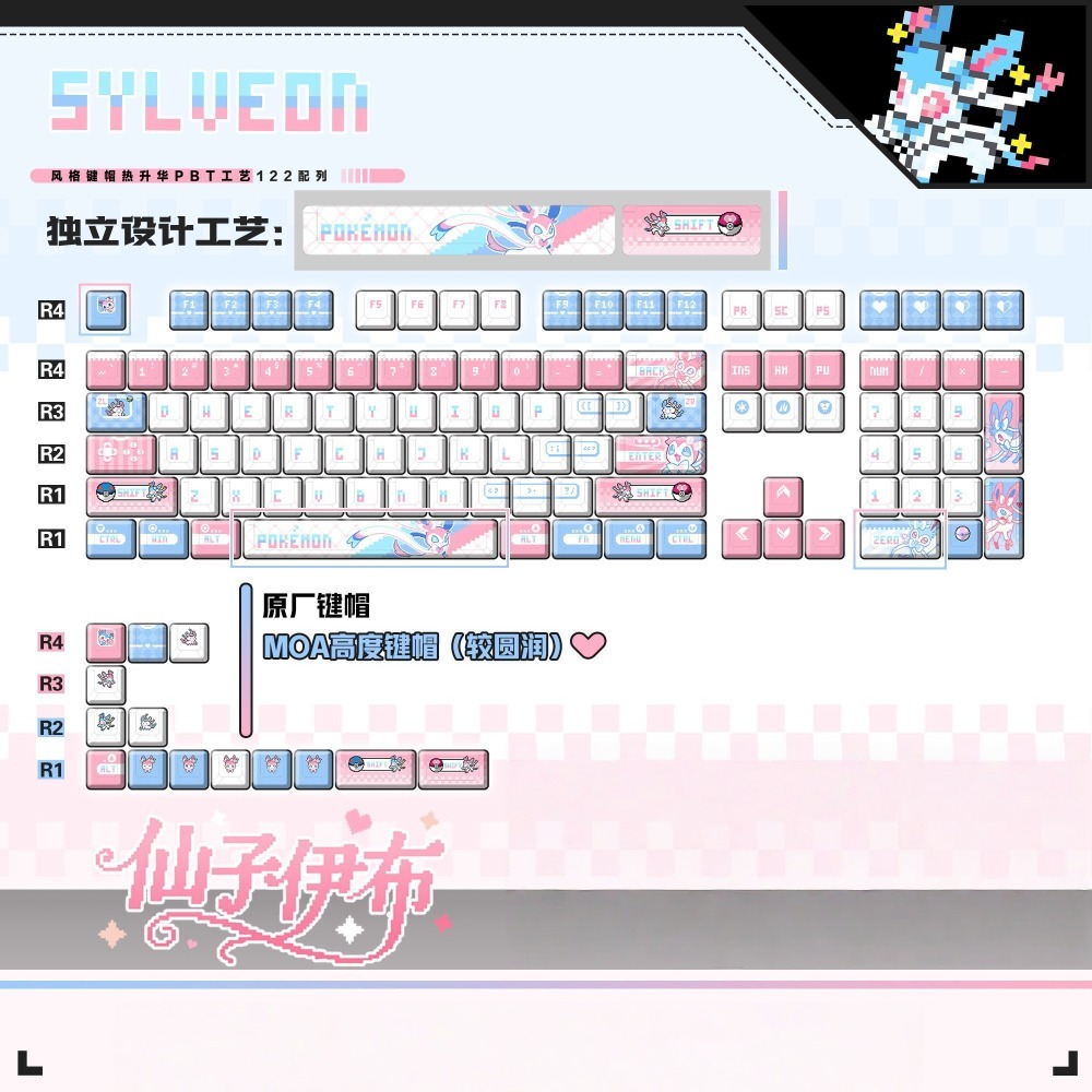 Pokémon Sylveon ‌   Aangepaste - 3D Printing Keyboard recensie en prijs